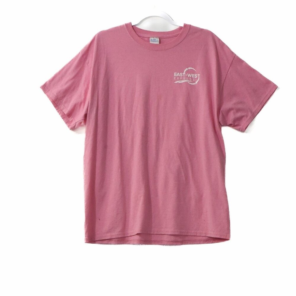 Port & Company Men Pink T-Shirt Logo East-West Express Pullover Short Sleeve XL